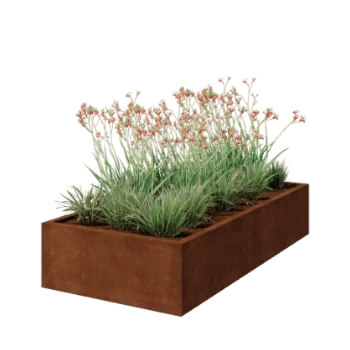 Cortenstaal plantenbak - Rechthoek - 200 x 100 x 40 cm - Gelast - Zonder bodemplaat