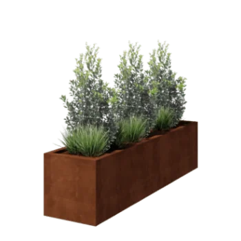 Cortenstaal plantenbak - Rechthoek - 200 x 50 x 50 cm - Gelast - Met bodemplaat