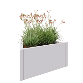 Stalen plantenbak - Driehoek gelijkzijdig - 90,6 x 78,3 x 40 cm - RAL9010 mat (wit) - Zonder bodemplaat