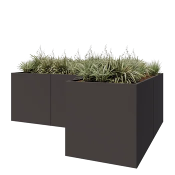 Stalen plantenbak - L-vorm - 300 x 200 x 80 cm - RAL7016 mat (antraciet grijs) - Zonder bodemplaat