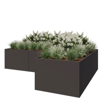 Stalen plantenbak - L-vorm - 360 x 240 x 80 cm - Andere RAL kleur - Zonder bodemplaat