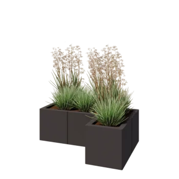 Stalen plantenbak - L-vorm - 90 x 60 x 30 cm - RAL7016 mat (antraciet grijs) - Zonder bodemplaat