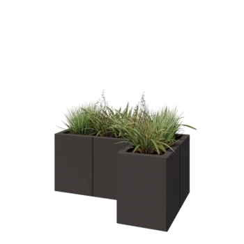 Stalen plantenbak - L-vorm - 90 x 60 x 40 cm - RAL7016 mat (antraciet grijs) - Zonder bodemplaat