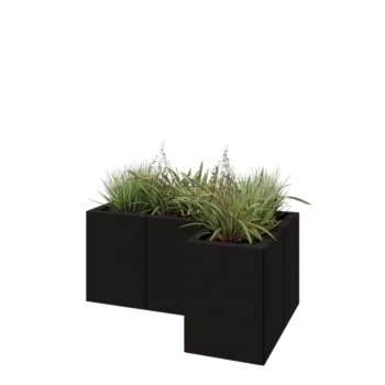 Stalen plantenbak - L-vorm - 90 x 60 x 40 cm - RAL9005 mat (zwart) - Zonder bodemplaat