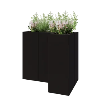 Stalen plantenbak - L-vorm - 90 x 60 x 80 cm - RAL9005 mat (zwart) - Zonder bodemplaat