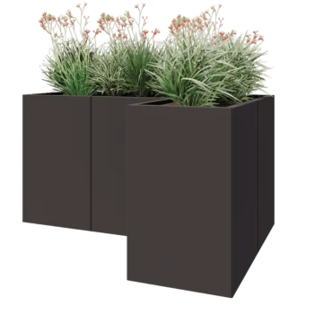 Stalen plantenbak - L-vorm - 150 x 100 x 80 cm - RAL7016 mat (antraciet grijs) - Zonder bodemplaat