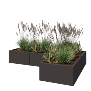 Stalen plantenbak - L-vorm - 180 x 120 x 30 cm - RAL7016 mat (antraciet grijs) - Zonder bodemplaat