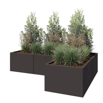 Stalen plantenbak - L-vorm - 180 x 120 x 40 cm - RAL7016 mat (antraciet grijs) - Zonder bodemplaat