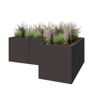 Stalen plantenbak - L-vorm - 180 x 120 x 60 cm - RAL7016 mat (antraciet grijs) - Zonder bodemplaat
