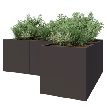 Stalen plantenbak - L-vorm - 210 x 140 x 70 cm - Andere RAL kleur - Zonder bodemplaat