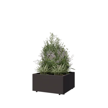 Stalen plantenbak - Vierkant - 60 x 60 x 30 cm - RAL7016 mat (antraciet grijs) - Met bodemplaat - Met poten