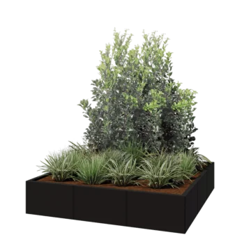 Stalen plantenbak XXL - Vierkant - 150 x 150 x 30 cm - RAL9005 mat (zwart) - Zonder bodemplaat