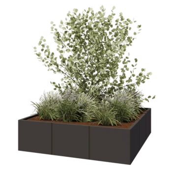 Stalen plantenbak XXL - Vierkant - 150 x 150 x 40 cm - RAL7016 mat (antraciet grijs) - Zonder bodemplaat