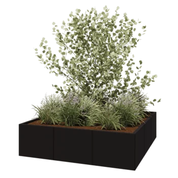 Stalen plantenbak XXL - Vierkant - 150 x 150 x 40 cm - RAL9005 mat (zwart) - Zonder bodemplaat