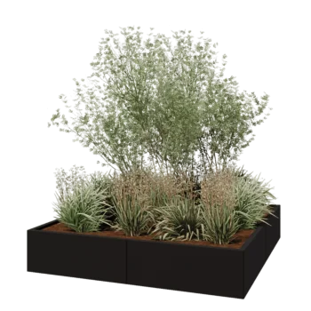 Stalen plantenbak XXL - Vierkant - 160 x 160 x 30 cm - RAL9005 mat (zwart) - Zonder bodemplaat