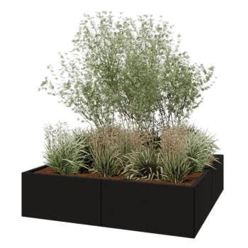 Stalen plantenbak XXL - Vierkant - 160 x 160 x 40 cm - RAL9005 mat (zwart) - Zonder bodemplaat