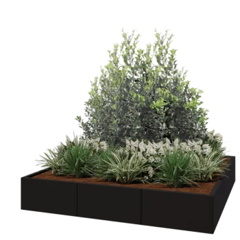 Stalen plantenbak XXL - Vierkant - 180 x 180 x 30 cm - RAL9005 mat (zwart) - Zonder bodemplaat