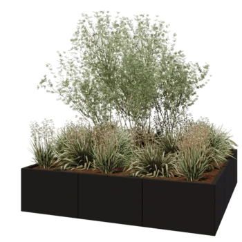 Stalen plantenbak XXL - Vierkant - 180 x 180 x 40 cm - RAL9005 mat (zwart) - Zonder bodemplaat