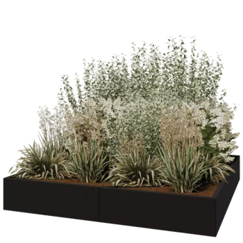 Stalen plantenbak XXL - Vierkant - 200 x 200 x 30 cm - RAL9005 mat (zwart) - Zonder bodemplaat