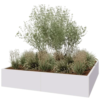 Stalen plantenbak XXL - Vierkant - 200 x 200 x 40 cm - RAL9010 mat (wit) - Zonder bodemplaat