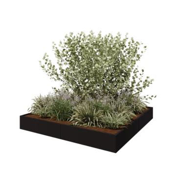 Stalen plantenbak XXL - Vierkant - 240 x 240 x 30 cm - RAL9005 mat (zwart) - Zonder bodemplaat