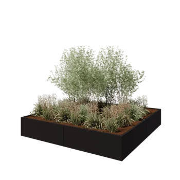 Stalen plantenbak XXL - Vierkant - 240 x 240 x 40 cm - RAL9005 mat (zwart) - Zonder bodemplaat