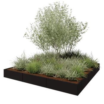 Stalen plantenbak XXL - Vierkant - 300 x 300 x 30 cm - RAL9005 mat (zwart) - Zonder bodemplaat