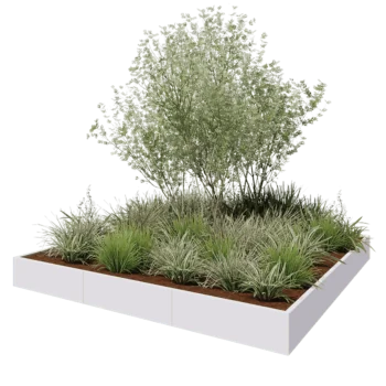 Stalen plantenbak XXL - Vierkant - 300 x 300 x 30 cm - RAL9010 mat (wit) - Zonder bodemplaat