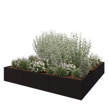 Stalen plantenbak XXL - Vierkant - 300 x 300 x 50 cm - RAL9005 mat (zwart) - Zonder bodemplaat