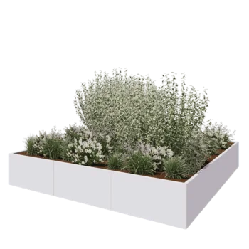 Stalen plantenbak XXL - Vierkant - 300 x 300 x 50 cm - RAL9010 mat (wit) - Zonder bodemplaat