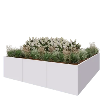 Stalen plantenbak XXL - Vierkant - 300 x 300 x 80 cm - RAL9010 mat (wit) - Zonder bodemplaat