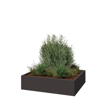 Stalen plantenbak - Rechthoek - 120 x 100 x 30 cm - RAL7016 mat (antraciet grijs) - Met bodemplaat