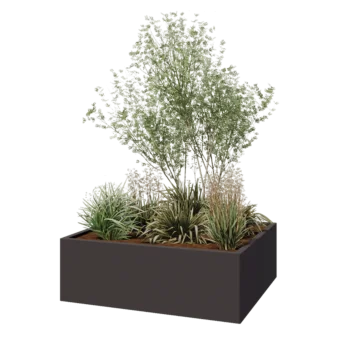 Stalen plantenbak - Rechthoek - 120 x 100 x 40 cm - RAL7016 mat (antraciet grijs) - Met bodemplaat