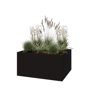 Stalen plantenbak - Rechthoek - 120 x 100 x 60 cm - RAL9005 mat (zwart) - Zonder bodemplaat