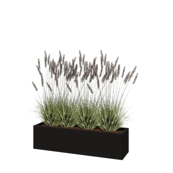 Stalen plantenbak - Rechthoek - 120 x 30 x 30 cm - RAL9005 mat (zwart) - Met bodemplaat