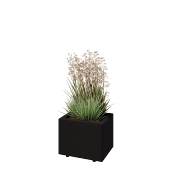 Stalen plantenbak - Rechthoek - 40 x 30 x 30 cm - RAL9005 mat (zwart) - Met bodemplaat - Met poten