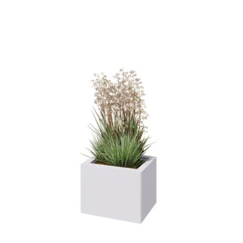 Stalen plantenbak - Rechthoek - 40 x 30 x 30 cm - RAL9010 mat (wit) - Met bodemplaat