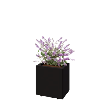 Stalen plantenbak - Rechthoek - 40 x 30 x 40 cm - RAL9005 mat (zwart) - Met bodemplaat - Met poten