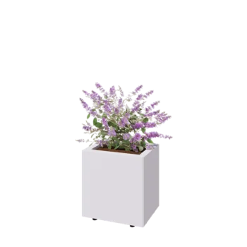 Stalen plantenbak - Rechthoek - 40 x 30 x 40 cm - RAL9010 mat (wit) - Met bodemplaat - Met poten