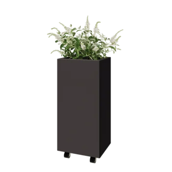 Stalen plantenbak - Rechthoek - 40 x 30 x 80 cm - RAL7016 mat (antraciet grijs) - Met bodemplaat - Met wielen