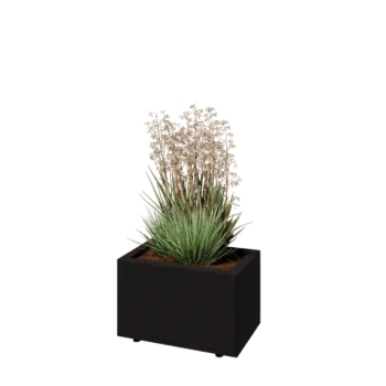 Stalen plantenbak - Rechthoek - 50 x 30 x 30 cm - RAL9005 mat (zwart) - Met bodemplaat - Met poten