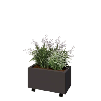 Stalen plantenbak - Rechthoek - 60 x 30 x 30 cm - Andere RAL kleur - Met bodemplaat - Met wielen