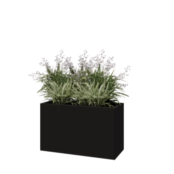 Stalen plantenbak - Rechthoek - 100 x 40 x 60 cm - RAL9005 mat (zwart) - Met bodemplaat