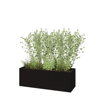 Stalen plantenbak - Rechthoek - 120 x 40 x 40 cm - RAL9005 mat (zwart) - Met bodemplaat