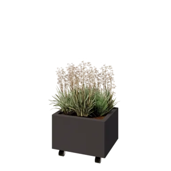 Stalen plantenbak - Rechthoek - 50 x 40 x 30 cm - Andere RAL kleur - Met bodemplaat - Met wielen