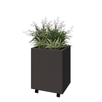 Stalen plantenbak - Rechthoek - 50 x 40 x 60 cm - Andere RAL kleur - Met bodemplaat - Met wielen