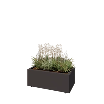 Stalen plantenbak - Rechthoek - 80 x 40 x 30 cm - RAL7016 mat (antraciet grijs) - Met bodemplaat - Met poten