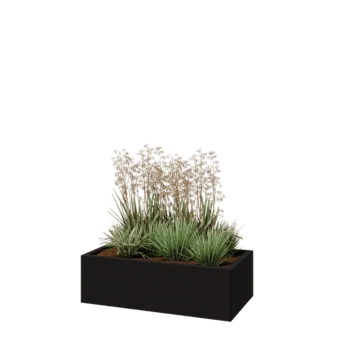 Stalen plantenbak - Rechthoek - 100 x 50 x 30 cm - RAL9005 mat (zwart) - Met bodemplaat