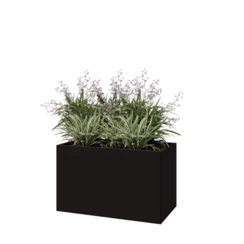 Stalen plantenbak - Rechthoek - 100 x 50 x 60 cm - RAL9005 mat (zwart) - Met bodemplaat