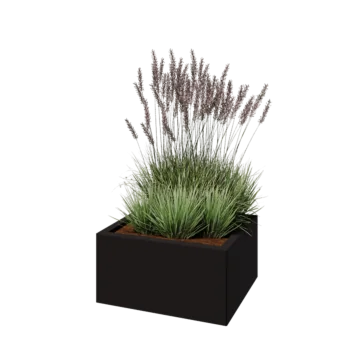 Stalen plantenbak - Rechthoek - 60 x 50 x 30 cm - RAL9005 mat (zwart) - Met bodemplaat